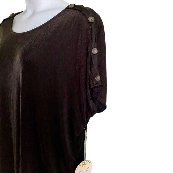 Misia Curvey Women's Black Button-Shoulder Top Size 2X NEW NWT - Picture 4 of 10